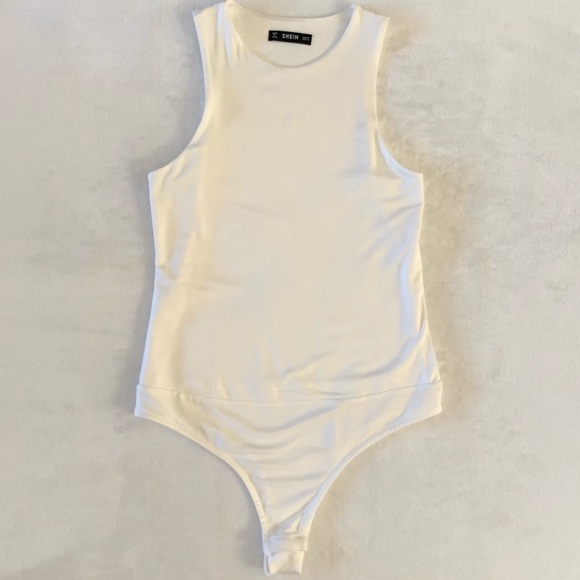 Soft White Slim Fit Tank Bodysuit, Size S(4) - Picture 4 of 8